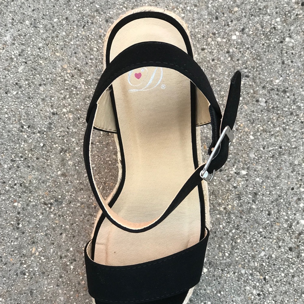1 left! Delicious Black Nubuck Espadrille 5” Wedge - Picture 7 of 7